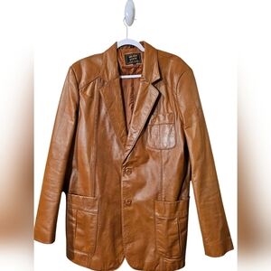 Vintage 70s/80s mens brown leather jacket. Size 44